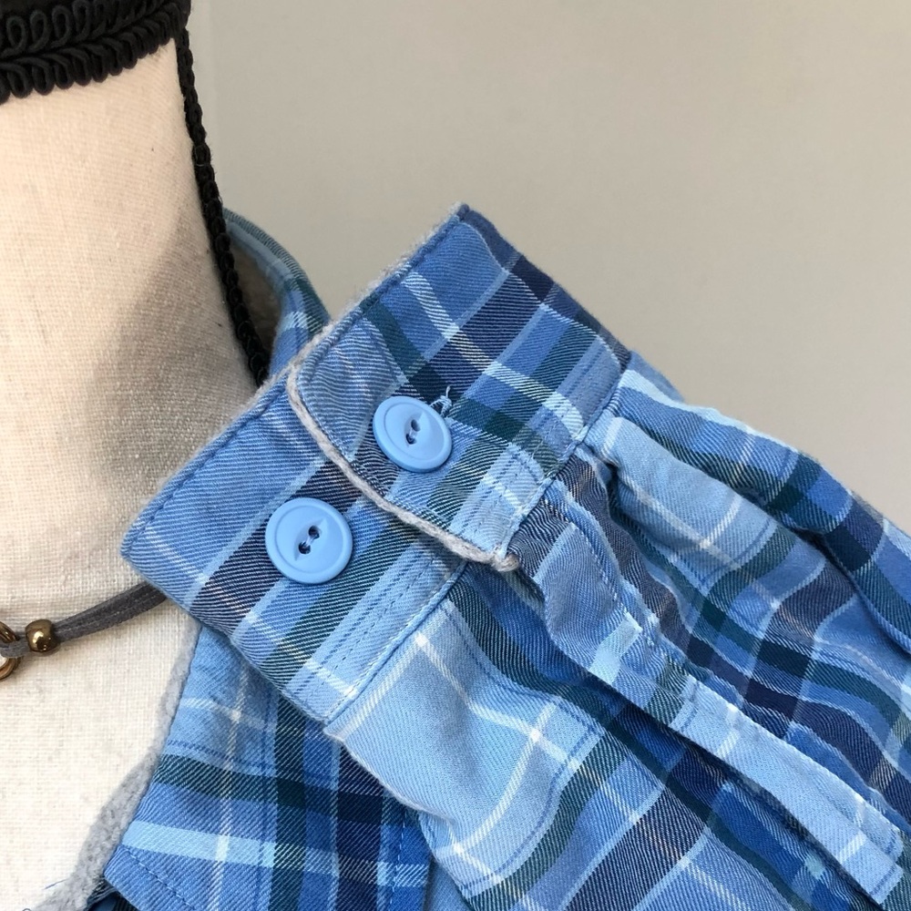L.L.Bean Blue Plaid Fleece Lined Flannel Shacket Size Large - Picture 7 of 10